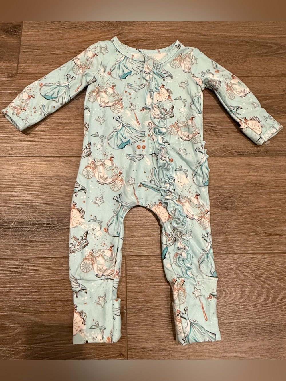 Charlie’s Project Cinderella Fairytale Princess Print Ruffle One-Piece Bodysuit